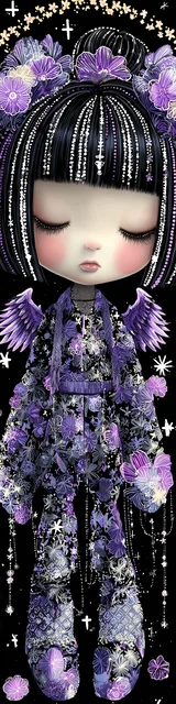 Free kawaii angel bookmark featuring silver strands hair kawaii angel